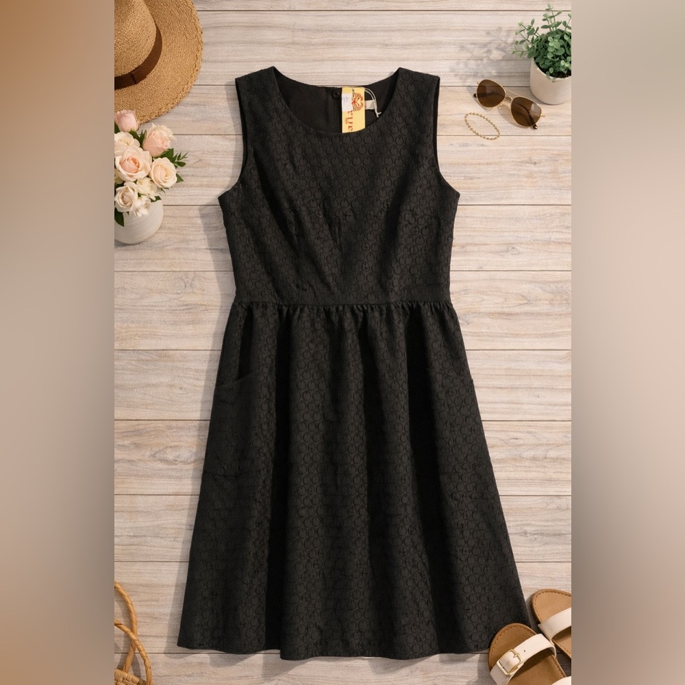 Axyeh Black Textured Dress XL NWT Sleeveless Fit & Flare A-Line Cocktail